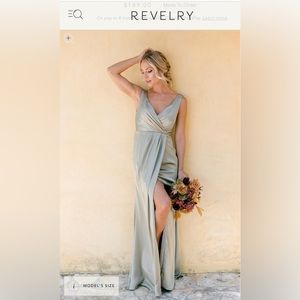 Revelry Blair Satin Dress, Eucalyptus